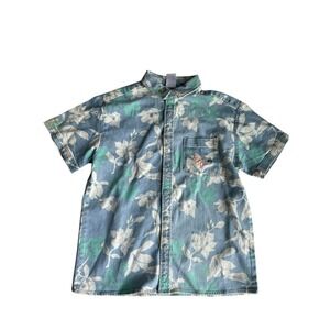 Disney Princess Tiana & The Frog Men's size L Denim Hawaiian Short Sleeve Shirt